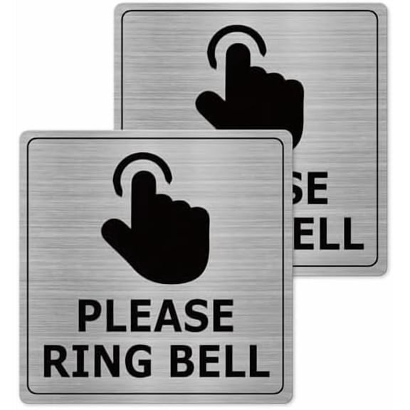Please Ring Bell Signs 6 6 Inches Aluminum Self-Adhesive Waterproof Metal Signage Notice Doorbell Sign for Outdoor Wall Office Gate 2 Pack$$Other