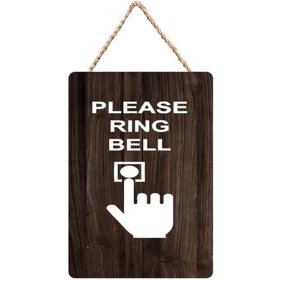 Ringt Sign Please Ring Bell Wooden Sign, Wall Hanging Plaque for House Yard Porch ...
