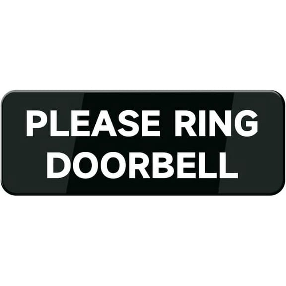 Please Ring Doorbell Sign W/Adhesive Back - Durable And Wipe Clean Plastic Sign - 10"X3" Business Restaurant Signage For Customer Entry Areas