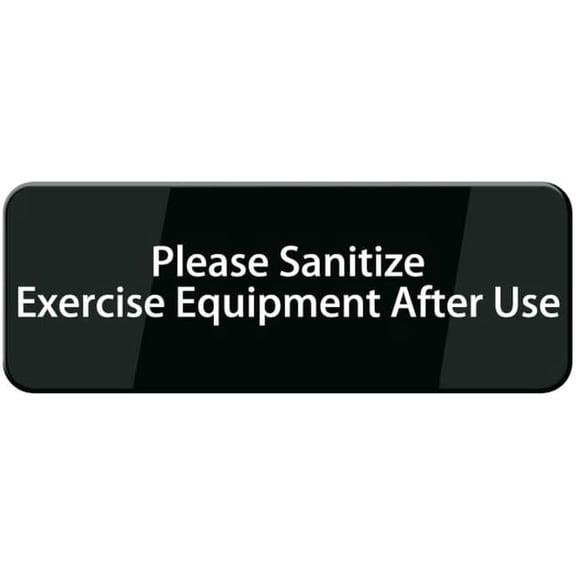 Please Sanitize Exercise Equipment After Use Sign For Business Self Adhesive Signs Industrial Warning Signs For Office Outdoor Indoor Supplies 10"X3" (Black And White)
