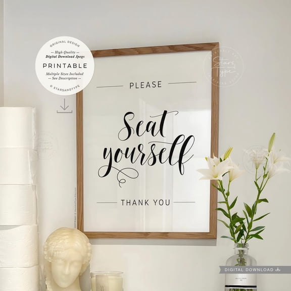 Please Seat Yourself Bathroom Quote Unframed Paper Print