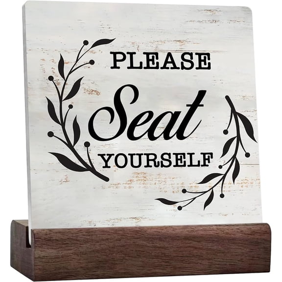 Please Seat Yourself Ceramic Table Sign Rustic Wooden Box Sign Farmhouse Bathroom Restroom Toilet Desk Shelf Decor