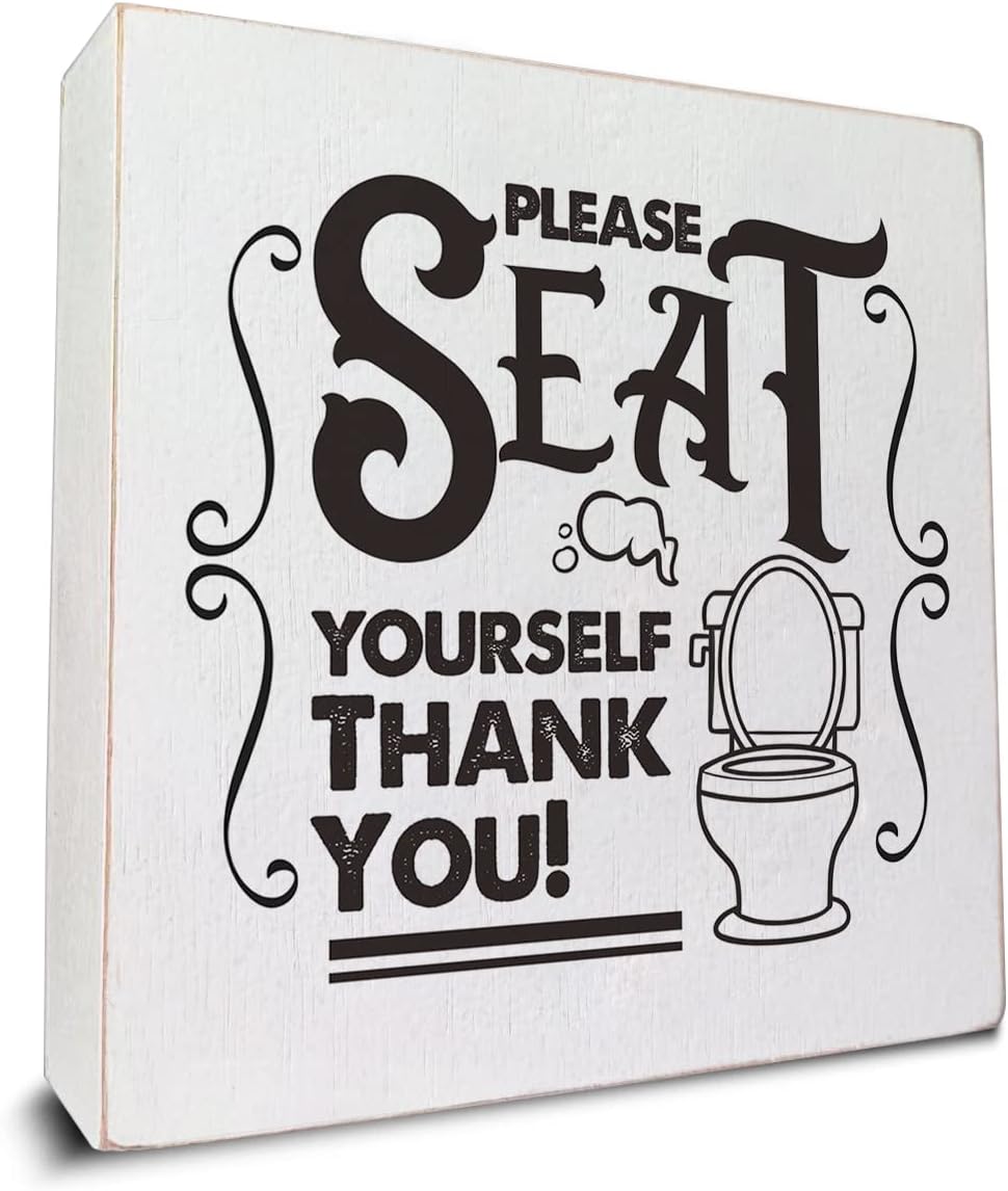 Please Seat Yourself Wooden Box Sign Desk Decor Bathroom Quote Wood Box ...