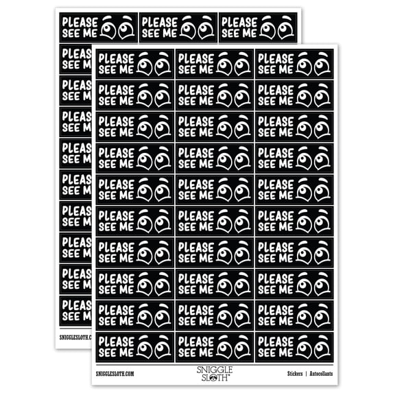 Please See Me Eyes Teacher Student School Sticker Set - Black - Matte Finish - 1.75" Medium