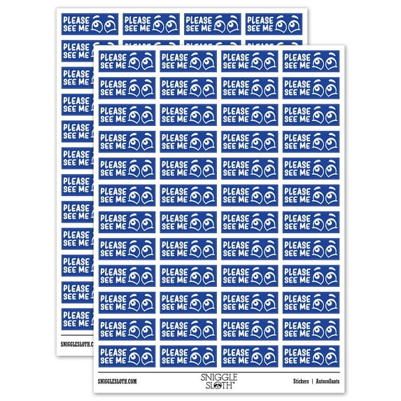 Please See Me Eyes Teacher Student School Sticker Set - Dark Blue - Matte Finish - 1.25" Mini