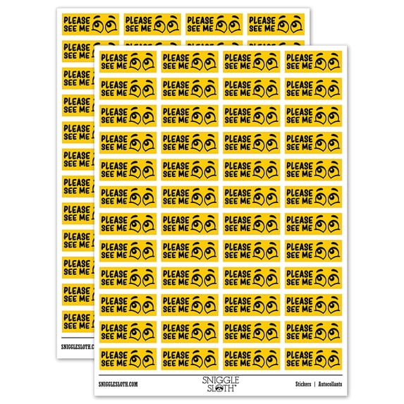 Please See Me Eyes Teacher Student School Sticker Set - Yellow - Matte Finish - 1.25" Mini
