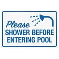 thumbnail image 1 of Please Shower Before Entering Pool With Graphic Warning,Pool Rules Security Metal Signs for Home Busines Outdoor Indoor Garage Street Wall Caution Decor 12 x 8 Inch, 1 of 4