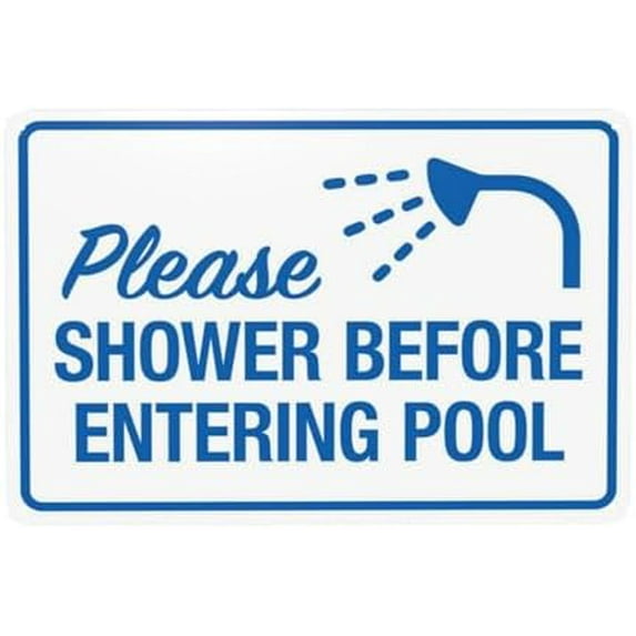 Please Shower Before Entering Pool With Graphic Warning,Pool Rules Security Metal Signs for Home Busines Outdoor Indoor Garage Street Wall Caution Decor 12 x 8 Inch