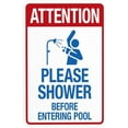 thumbnail image 1 of Please Shower Before Entering Pool Warning Sign, Pool Rules Security Metal Signs for Busines Home Outdoor Indoor Road Yard Garage Street Wall Caution Decor 8 x 12 Inches, 1 of 4
