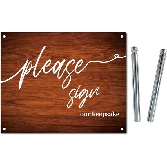 Please Sign Our Keepsake Wooden Wedding Reception Table Sign Hanging Plaque Board Tabletop Rustic Wall Decor