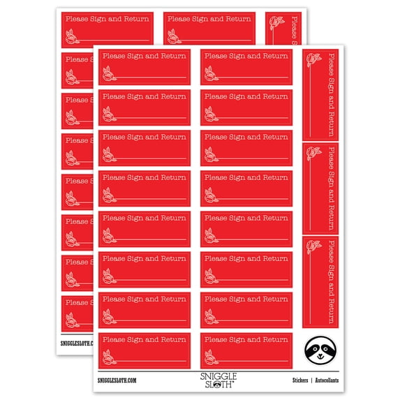Red Return Sticker Please Sign and Return Rose Signature Line Sticker Set - Red - Matte ...