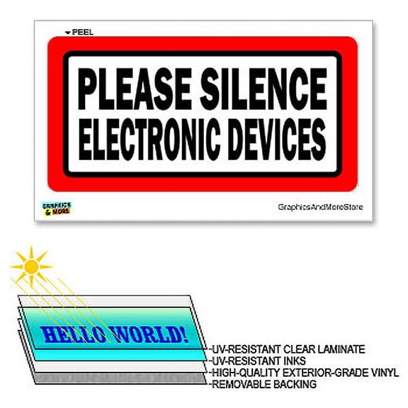 Please Silence Electronic Devices - 12 in x 6 in - Laminated Sign Window Business Sticker