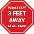 thumbnail image 1 of Please Stay 3 Feet Away At All Times Stop Metal Tin Sign 12 x 12 inch Octagon Shaped Warning for Industrial & Commercial Use, 1 of 4