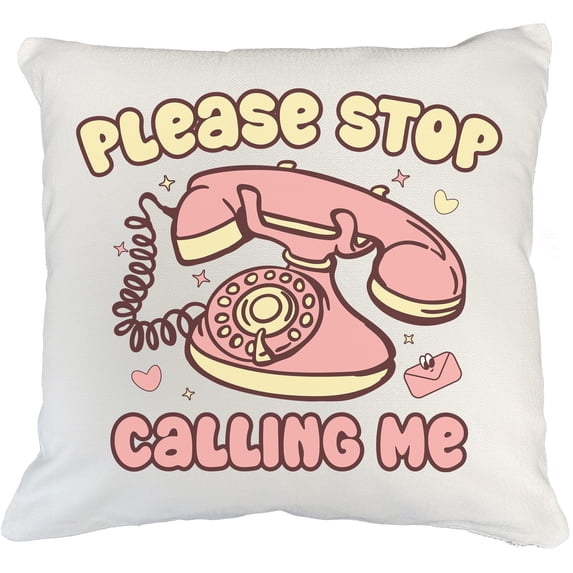Please Stop Calling Me with Retro Telephone, Anti Valentine's Day Gift, White Pillow Case 20X20 IN