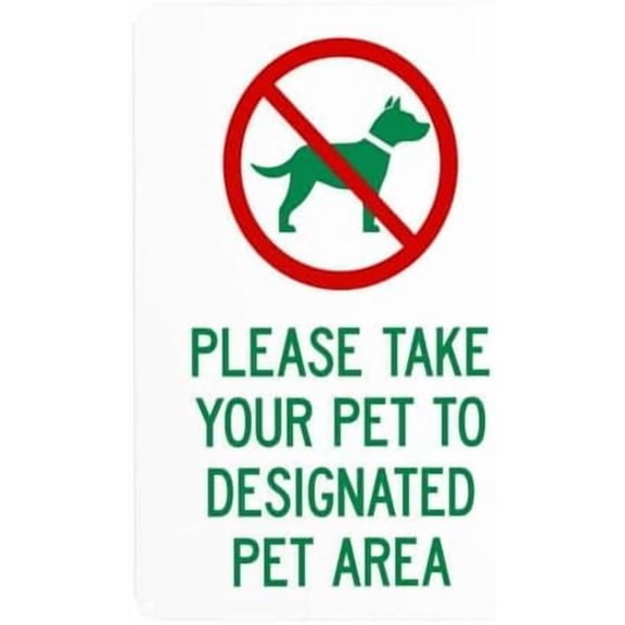 Please Take Your Pet To Designated Area Learn More Warning Sign, Dog Park Regulation Metal Signs for Business Home Garage Street Wall Caution Custom Decor 8 x 12 Inch