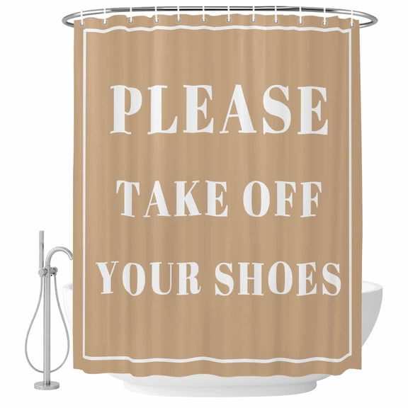 Please Take off Your Shoes Bathroom Shower Curtains with Hooks, Simple Text Waterproof Fabric Washable Shower Curtain for Home Hotel Bathtub Decor 36x72 Inch