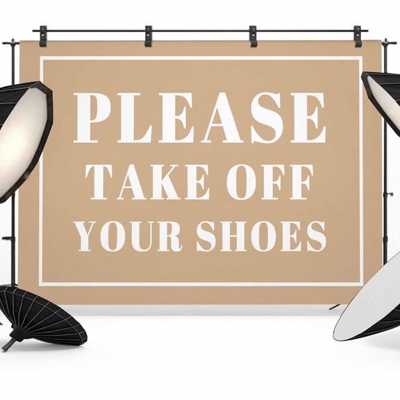 Please Take off Your Shoes Photography Backdrop 7x5FT, Simple Text Photo Backdrops, Background for Photography Studio Photo Studio Background, Back Drop for Photoshoot
