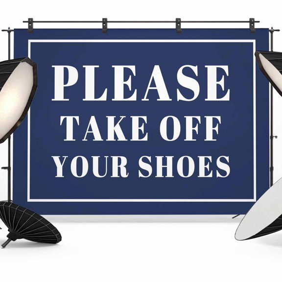 Please Take off Your Shoes Photography Backdrop 7x5FT, Simple Text Photo Backdrops, Background for Photography Studio Photo Studio Background, Back Drop for Photoshoot
