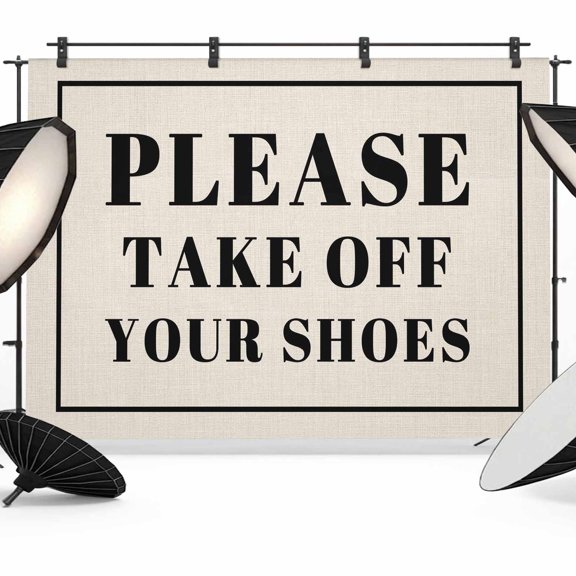 Please Take off Your Shoes Photography Backdrop 7x5FT, Simple Text Photo Backdrops, Background for Photography Studio Photo Studio Background, Back Drop for Photoshoot