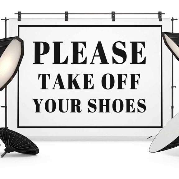 Please Take off Your Shoes Photography Backdrop 7x5FT, Simple Text Photo Backdrops, Background for Photography Studio Photo Studio Background, Back Drop for Photoshoot