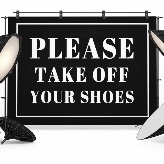Please Take off Your Shoes Photography Backdrop 7x5FT, Simple Text Photo Backdrops, Background for Photography Studio Photo Studio Background, Back Drop for Photoshoot