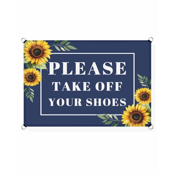 Please Take off Your Shoes Sun Shade Sail 14'X18' Sunflower UV Block Outdoor Sail Shades Breathable Waterproof Rectangular Sunshade for Patio Garden Pool Pergola Porch