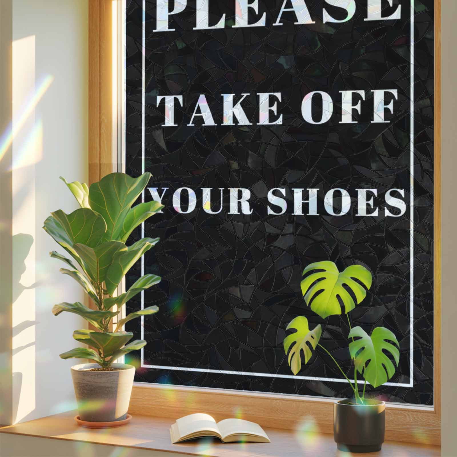 Sticker Service Ac Simple Please Take off Your Shoes Window Privacy Film, Simple Text Stained ...