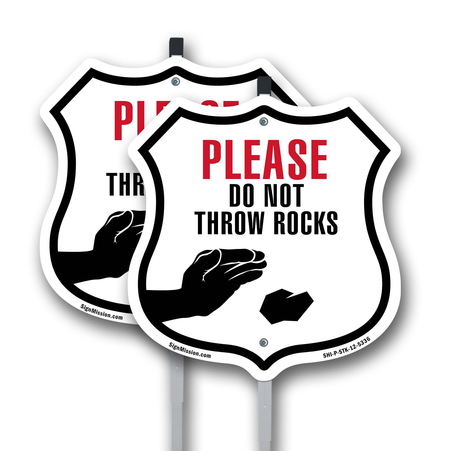 Please Do Not Throw Rocks (2 Pack) 12 inch X 12 inch Shield Shaped Rust ...