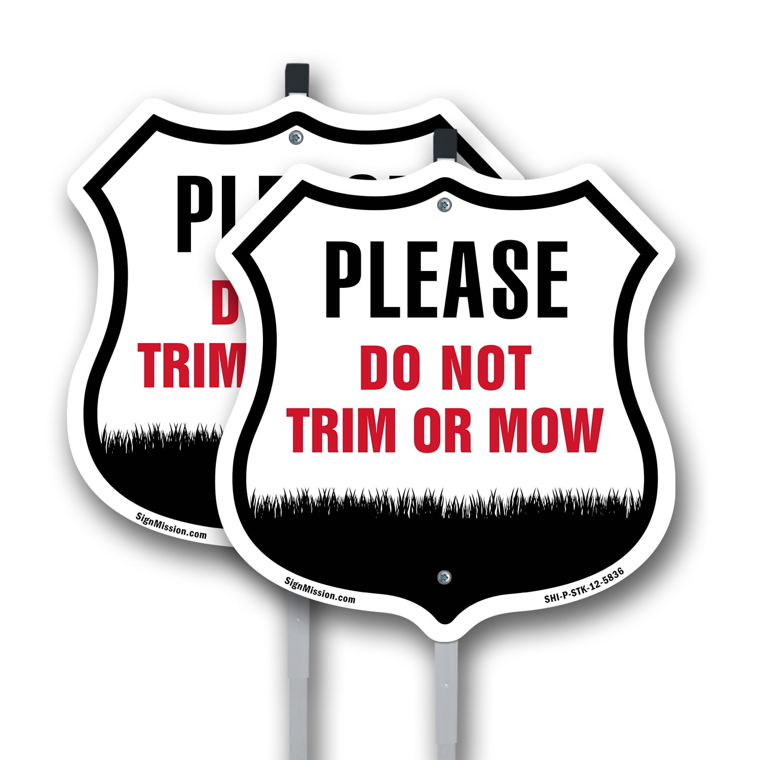Please Do Not Trim Or Mow (2 Pack) 12 inch X 12 inch Shield Shaped ...