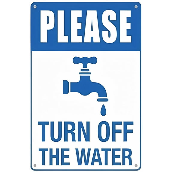 Please Turn Off The Water Metal Aluminum Tin Sign - 8"x12", UV Protected/Weatherproof Decor for Home, Business, Indoor/Outdoor, Plumbing Zones