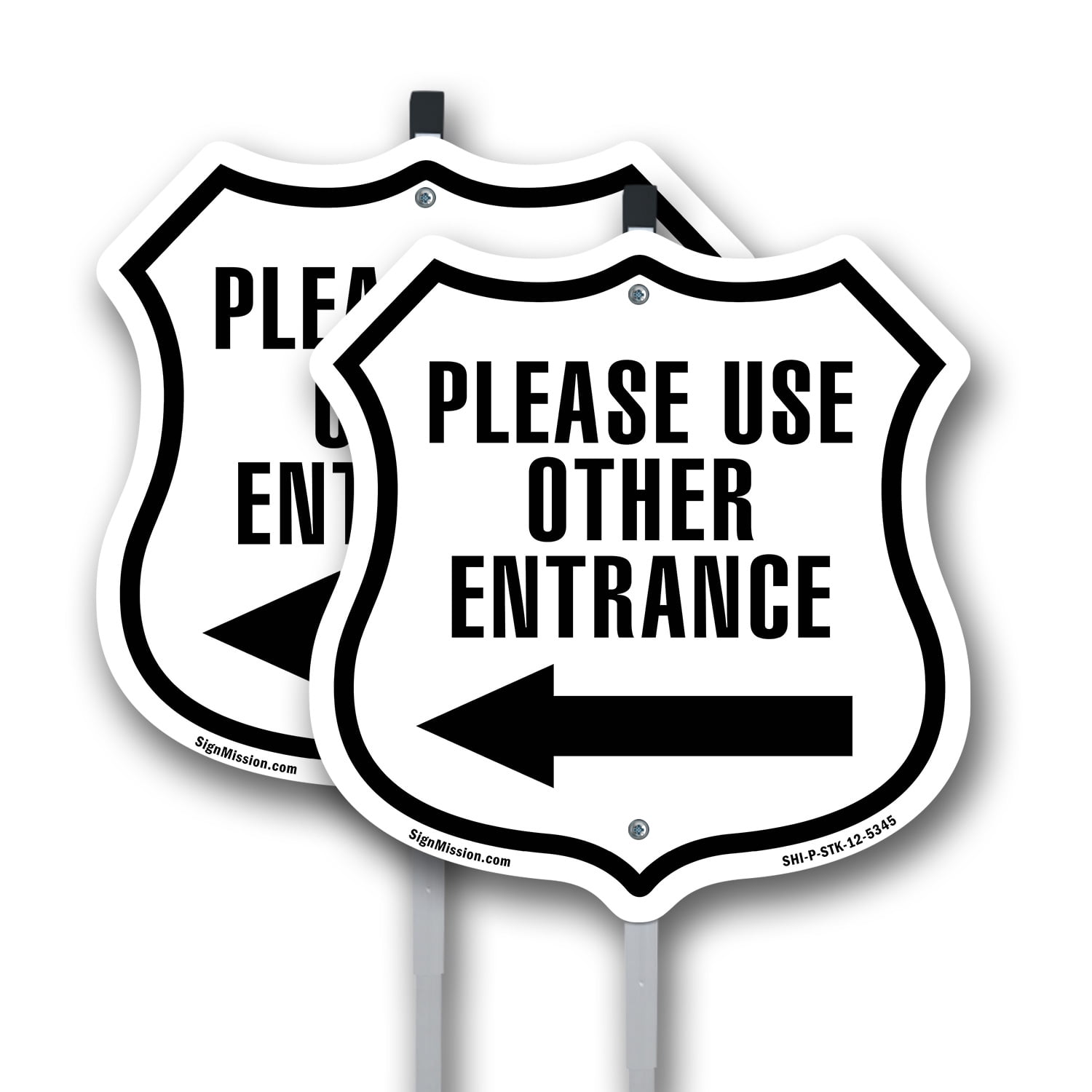 Please Use Other Entrance Left (2 Pack) 12 inch X 12 inch Shield Shaped ...