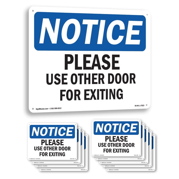 Please Use Other Door For Exiting OSHA Notice Aluminum Sign 10 Inch x 7 Inch - 10 Pack