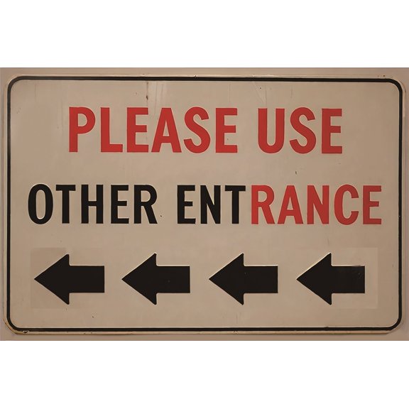 Please Use Other Entrance Sign Tin Signs 12x8 Inch Left Arrow Metal Waterproof for Enter Outdoor Business Office