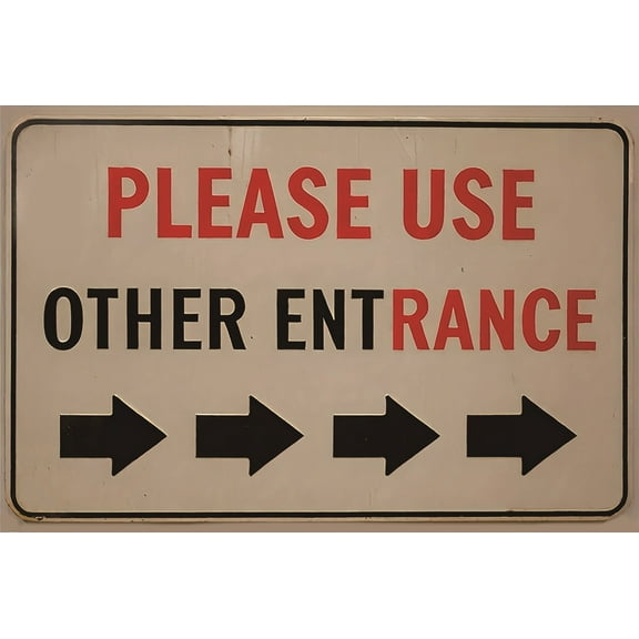 Please Use Other Entrance Sign Tin Signs 12x8 Inch Right Arrow Metal Waterproof for Enter Outdoor Business Office