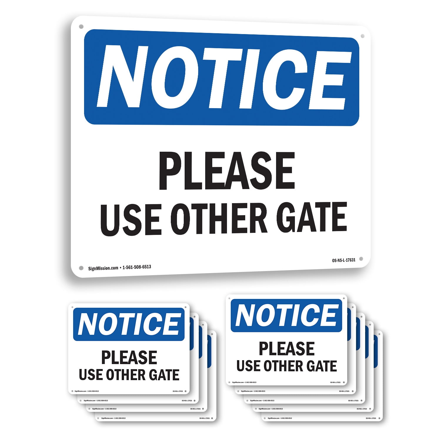 Use Other Gate Please Use Other Gate OSHA Notice Rigid Plastic Sign 14 Inch x 10 Inch ...