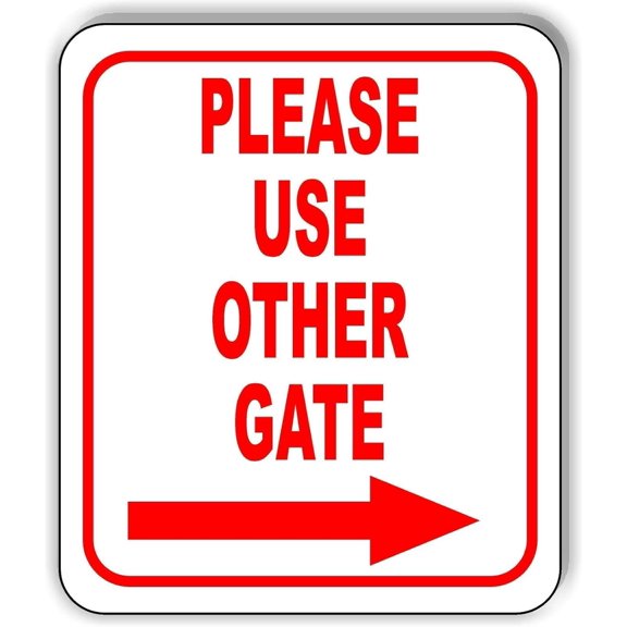 Please Use Other Gate Right Arrow Metal Tin Sign, Indoor Outdoor Plaque for Property Access, Gate Directional Guidance Sign, 8x12 Inch