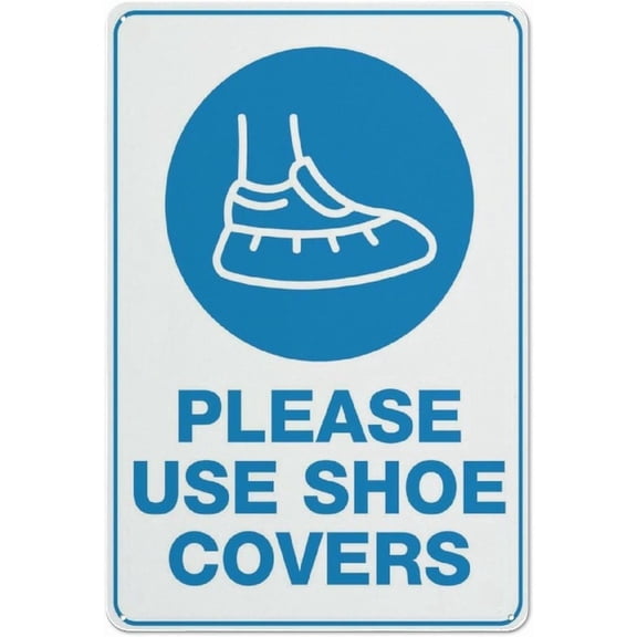 Please Use Shoe Covers Metal Tin Sign 8x12 Inch Caution Plaque Signage Marker for Commercial Building Office Laboratory Industrial Facility Home Business Outdoor Indoor Wall Decor