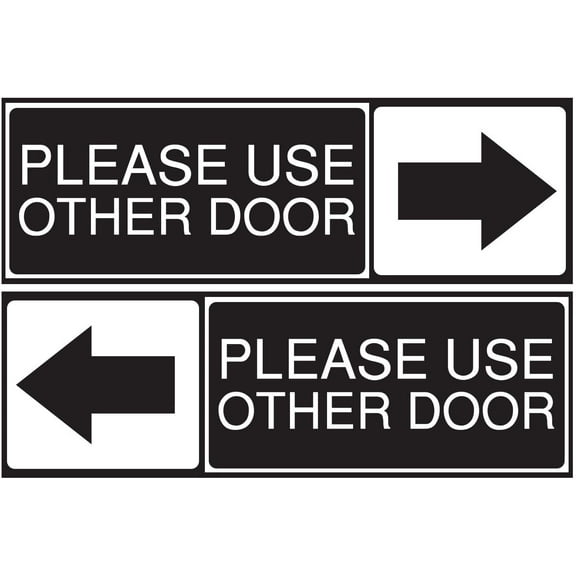 Please Use The Other Door Sticker, Set of 2, Black and White, Vinyl, Self-Adhesive