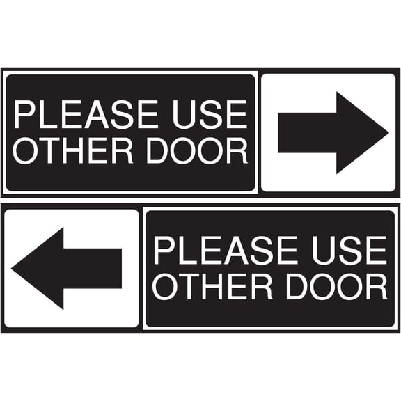 Please Use The Other Door Sticker, Set of 2, Black and White, Vinyl, Self-Adhesive