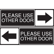 Please Use The Other Door Sticker, Set of 2, Black and White, Vinyl, Self-Adhesive