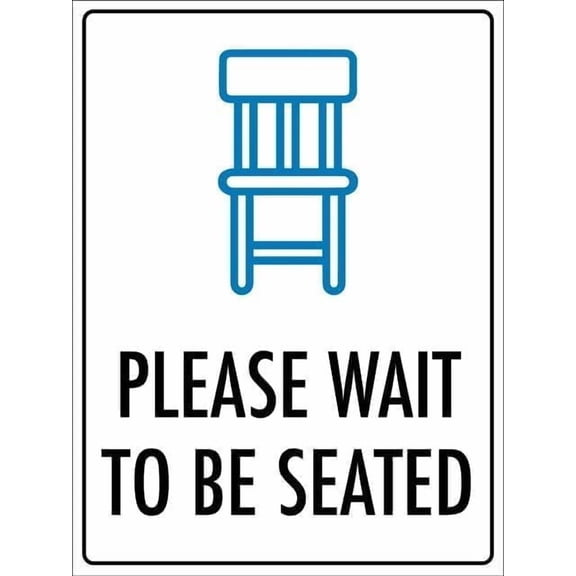 Please Wait To Be Seated Icon Retro Metal Tin Sign, Funny Outdoor Wall Decor for Shop Yard Man Cave Garage, Business Entry Guidance Sign, 8x12 Inch