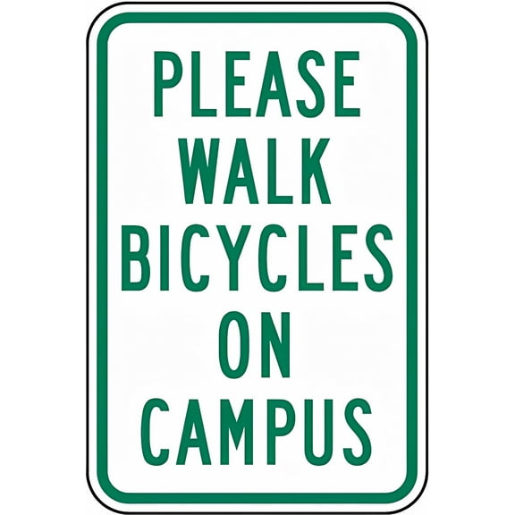 Please Walk Bicycles On Campus Tin Sign - 8"x12" Vintage Metal Warning Sign, Bicycle Campus Decor for Home Farm Bar Coffee Shop Club School