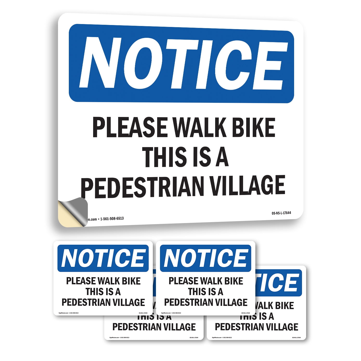 Walk In Label Sign Please Walk Bike This Is A Pedestrian Village OSHA Notice Vinyl Decal ...