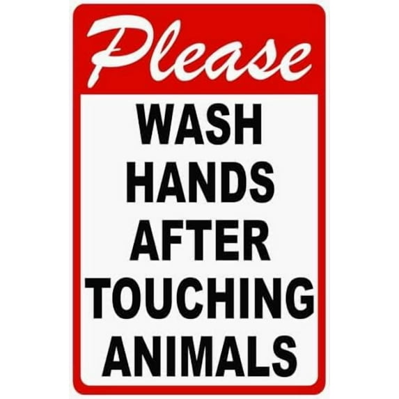 Please Wash Hands After Touching Animals Sign Business Signs Metal Tin Signs 8 x 12 Inches Safety Caution Sign for Indoor or Outdoor