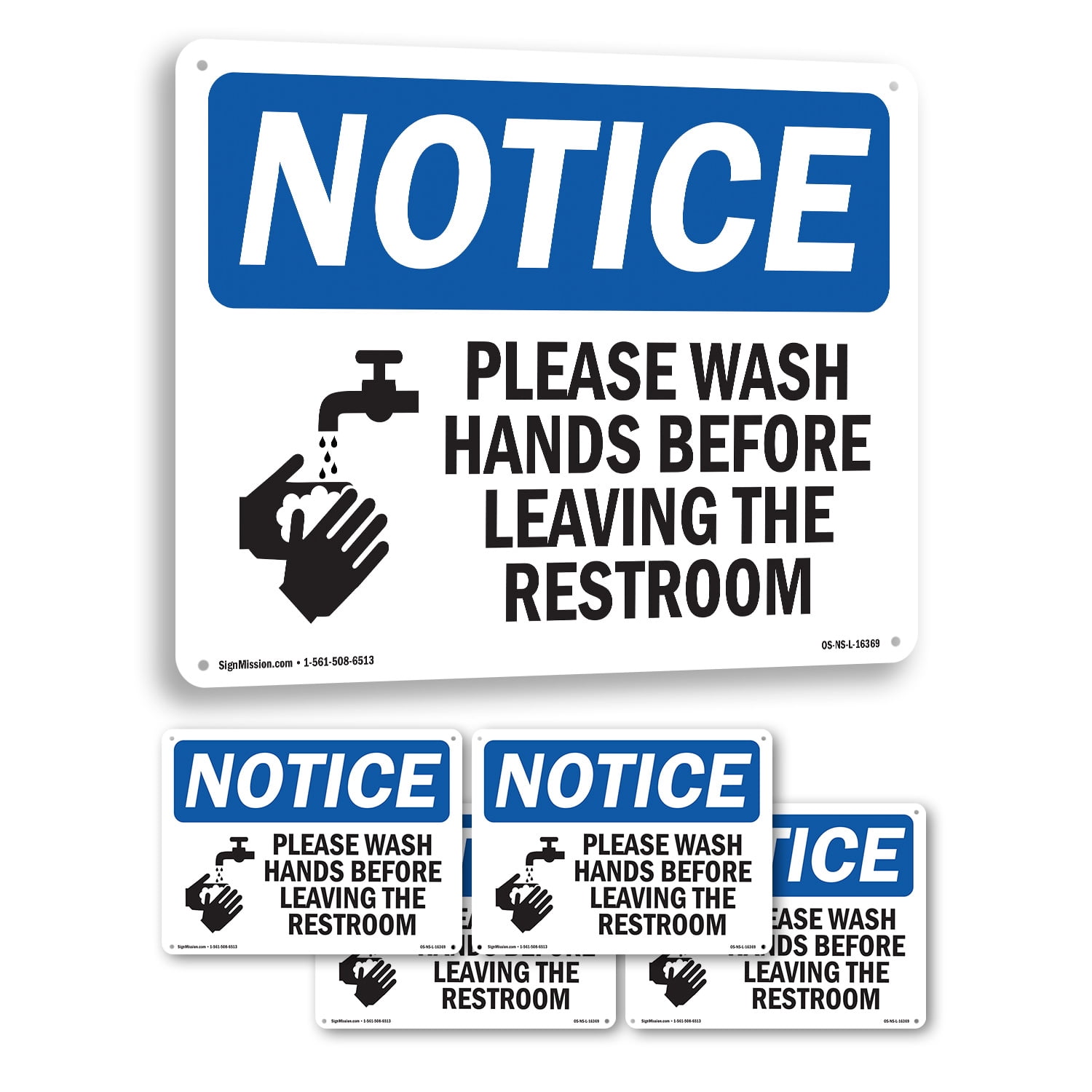 Please Wash Hands Before Leaving Restroom OSHA Notice Aluminum Sign 10 ...