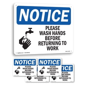 Please Wash Hands Before Returning To Work OSHA Notice Rigid Plastic Sign 24 Inch x 18 Inch - 5 Pack