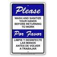thumbnail image 1 of Please Wash Or Sanitize Your Hands Before Returning To Work Office Notice Outdoor Novelty Display Health and Safety Unique Aluminum Metal Sign 12"x18", 1 of 5