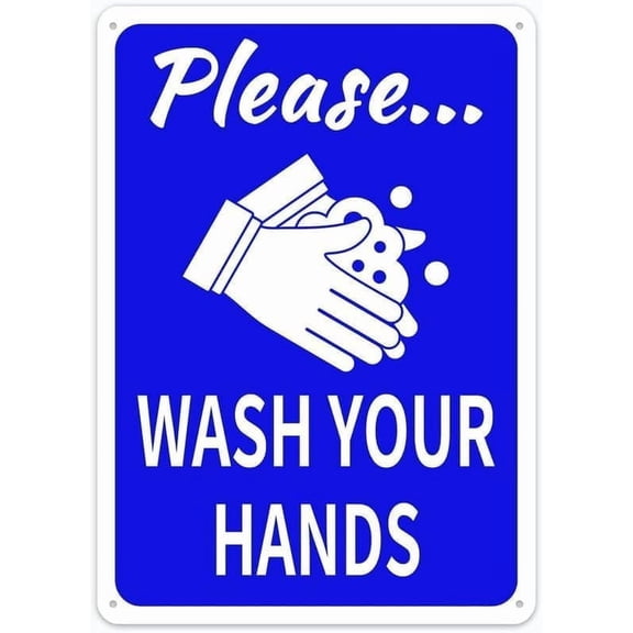 Please Wash Your Hands Retro Metal Tin Sign, Funny Outdoor Wall Decor for Shop Yard Man Cave Garage, Hygiene Reminder Decorative Plaque, 8x12 Inch