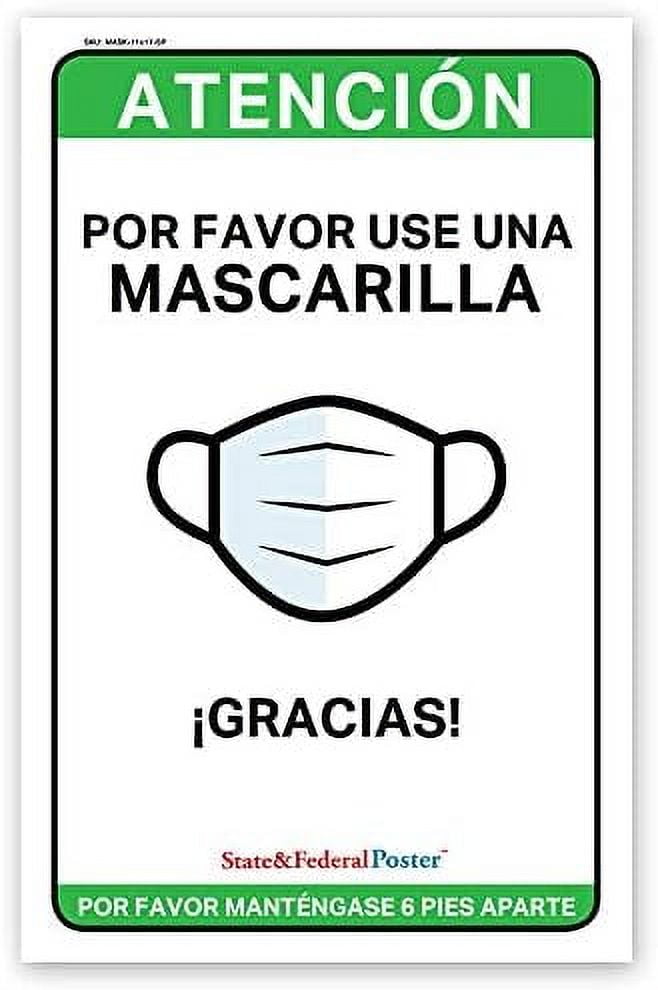 Please Wear Face Mask Spanish Sign for Business, Workplace, Restaurants