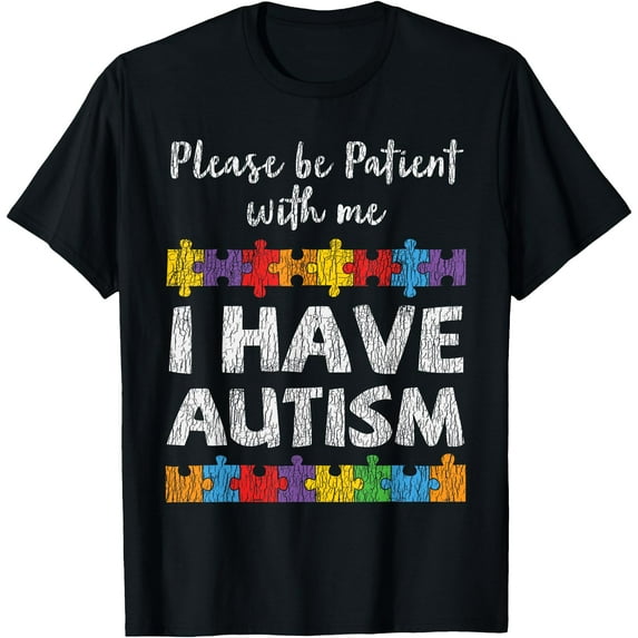 Please be Patient With Me Autism Awareness Unisex T-Shirt for Men Women Kids Toddler,Navy Color,Size 5XL